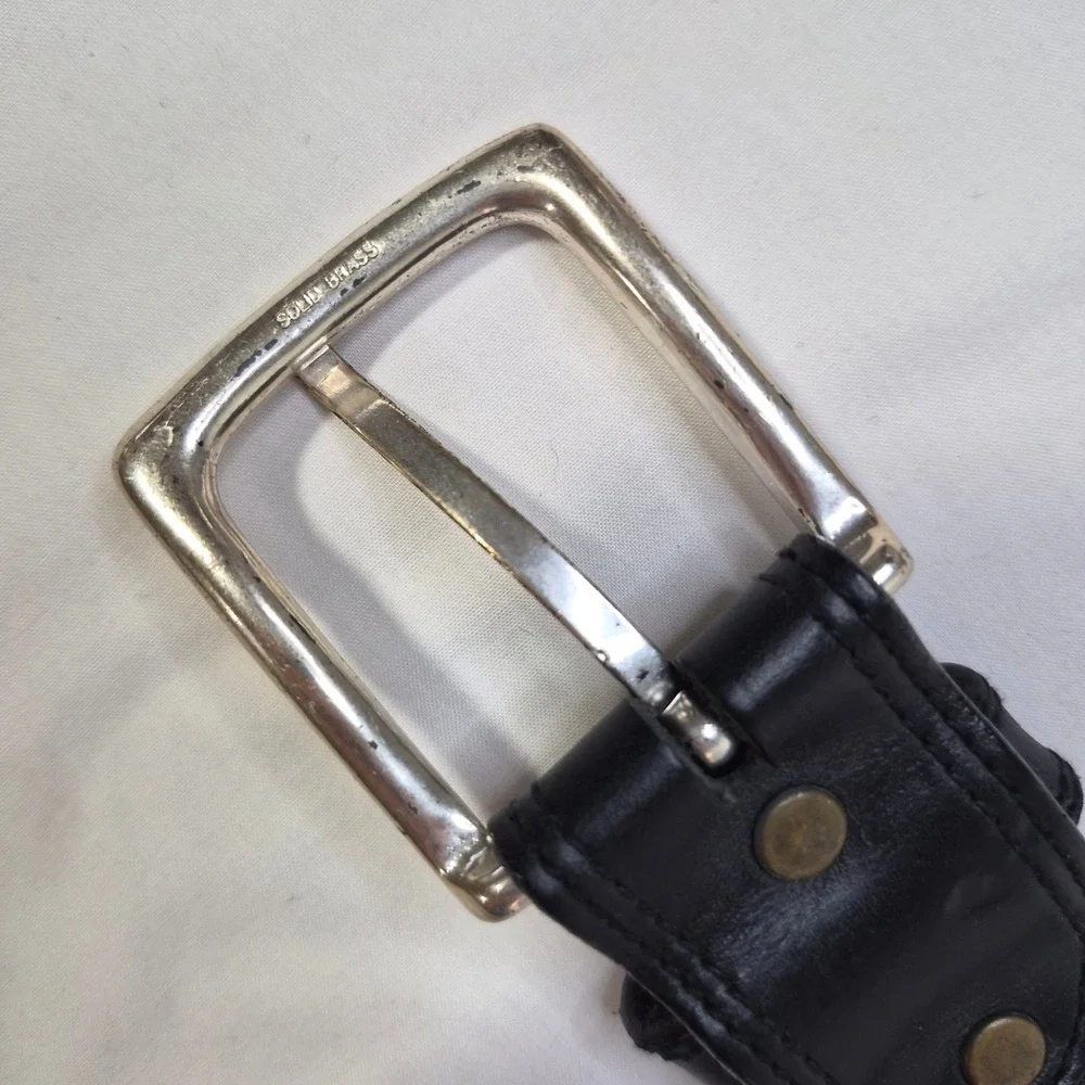 Red Wing Shoes Belt Men 38 Black Leather Workwear Heritage Solid Brass USA 96510